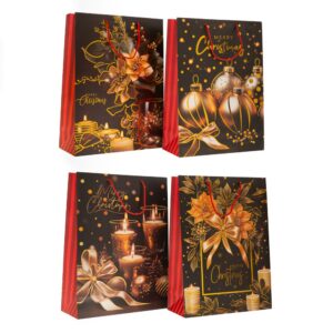 Image: КОЛЕДНА СИНЯ ХАРТИЕНА ЧАНТА СЪС ЗЛАТНИ КОЛЕДНИ ДИЗАЙНИ 40X56X13CM