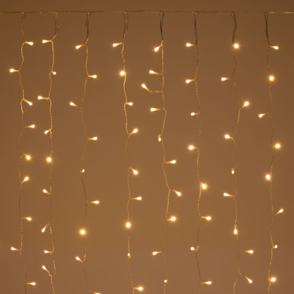 440LED ICICLE ПЕРДЕ СВЕТЛИНИ ПРОЗРАЧНО ТОПЛО БЯЛО 2X2.20M СВЪРЗВАЕМИ СТАБИЛНИ ВЪНШНИ
