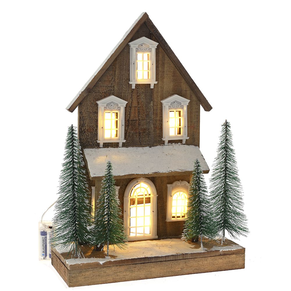 КОЛЕДНА КАФЯВА ОСВЕТИТЕЛНА КЪЩА 32x14x45CM W 10LED