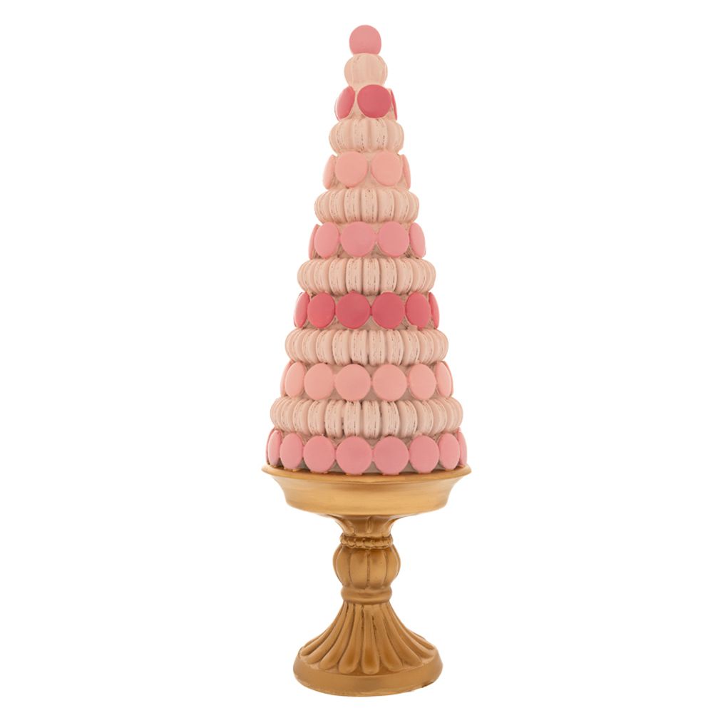 КОЛЕДНА СМОЛА МАКАРОН ДЪРВО В САКСИЯ, РОЗОВО 14X14X41CM
