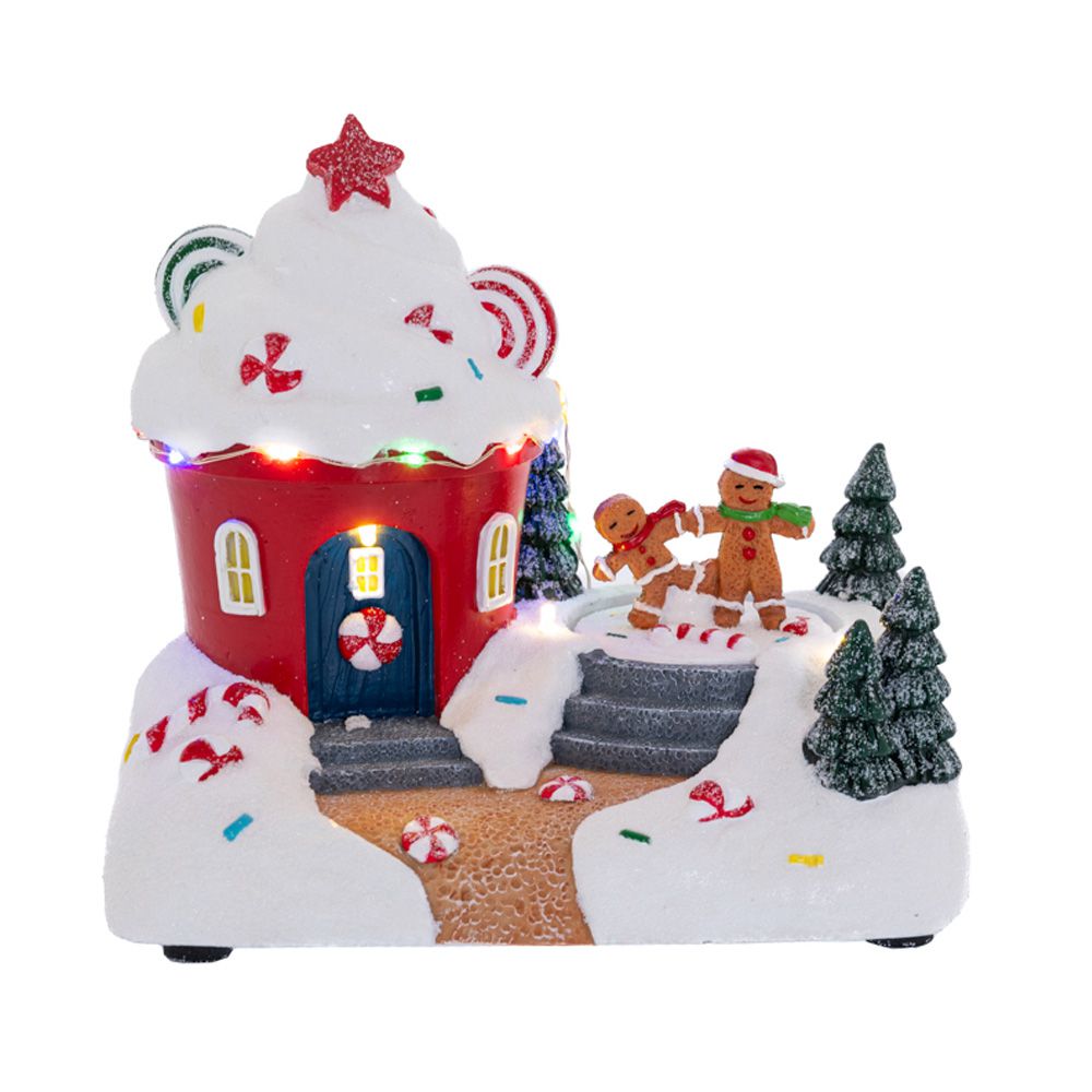 КОЛЕДНА КЪШКА СВЕТЕЩА КЪЩА 19X13X17CM НА БАТЕРИЯ