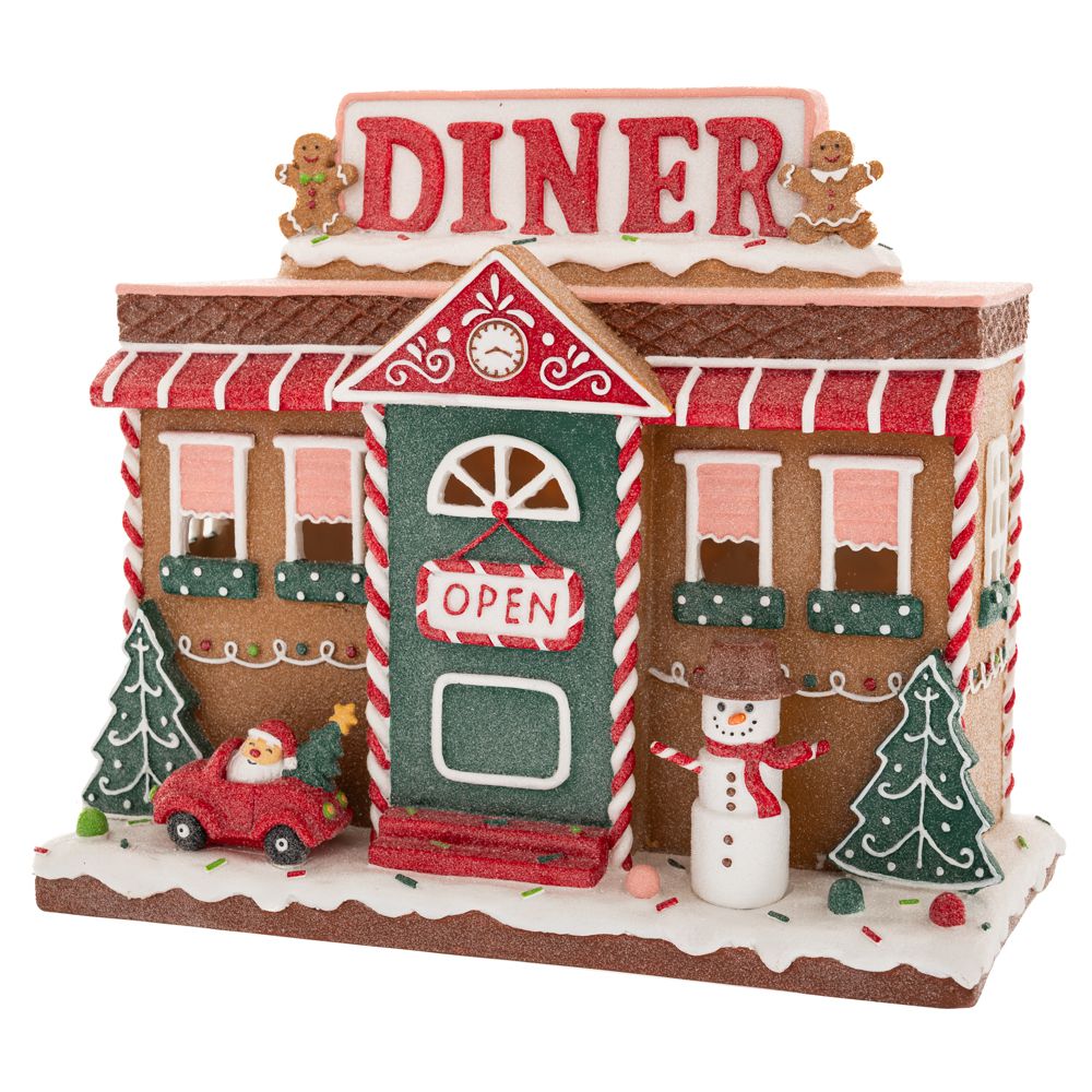 LED СМОЛА ДЖИНГБРЕД DINER SHOP 30X15X26CM