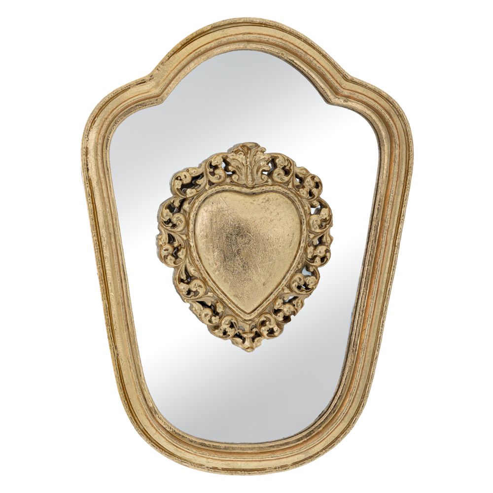 СТЕННО ОГЛЕДАЛО ОТ ПОЛИСМОЛА DECO GOLD С ДИЗАЙН СЪРЦЕ 19X2X26 CM