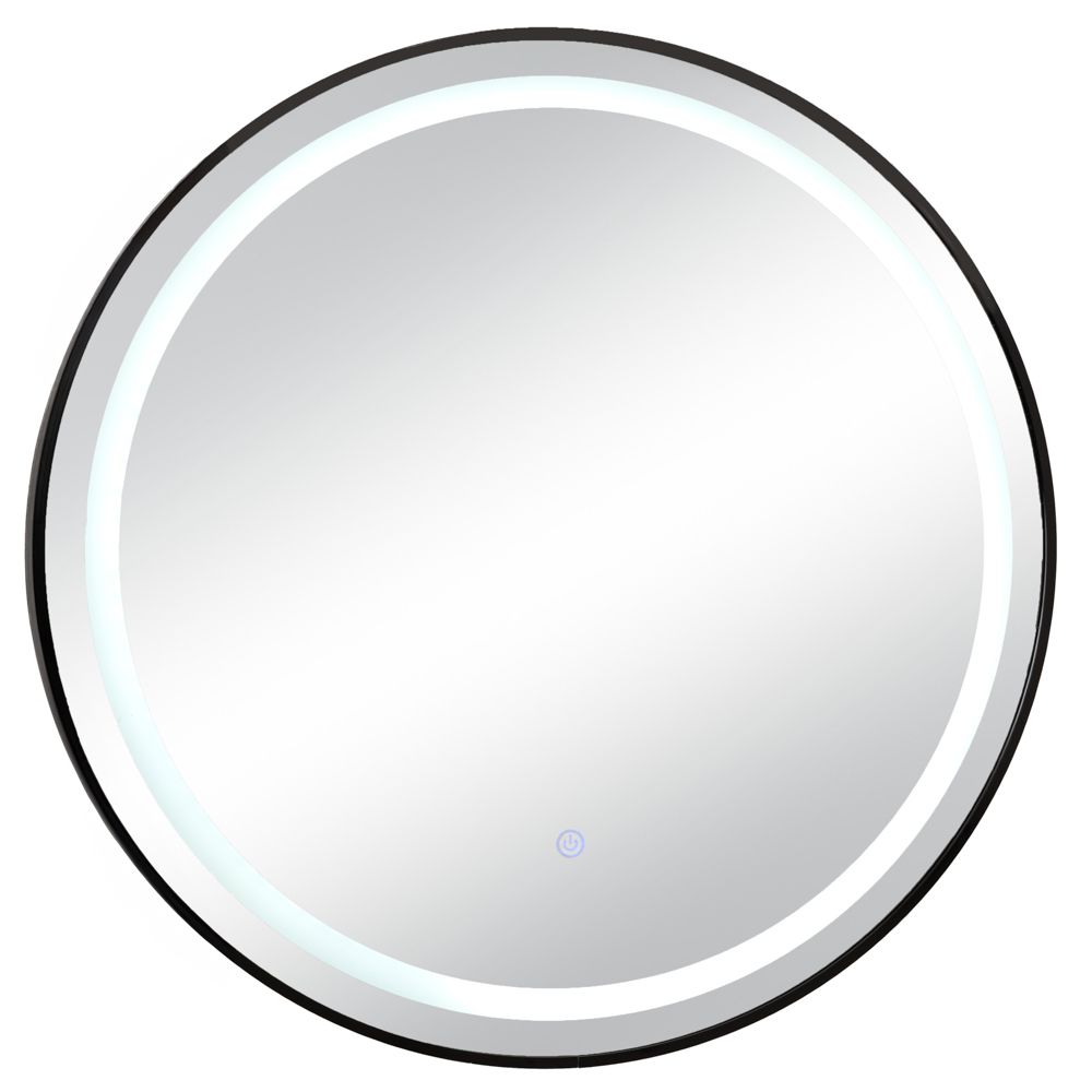 ЧЕРНО КРЪГЛО ОГЛЕДАЛО С TOUCH ЕКРАН- LED СВЕТЛИНА D 70 CM