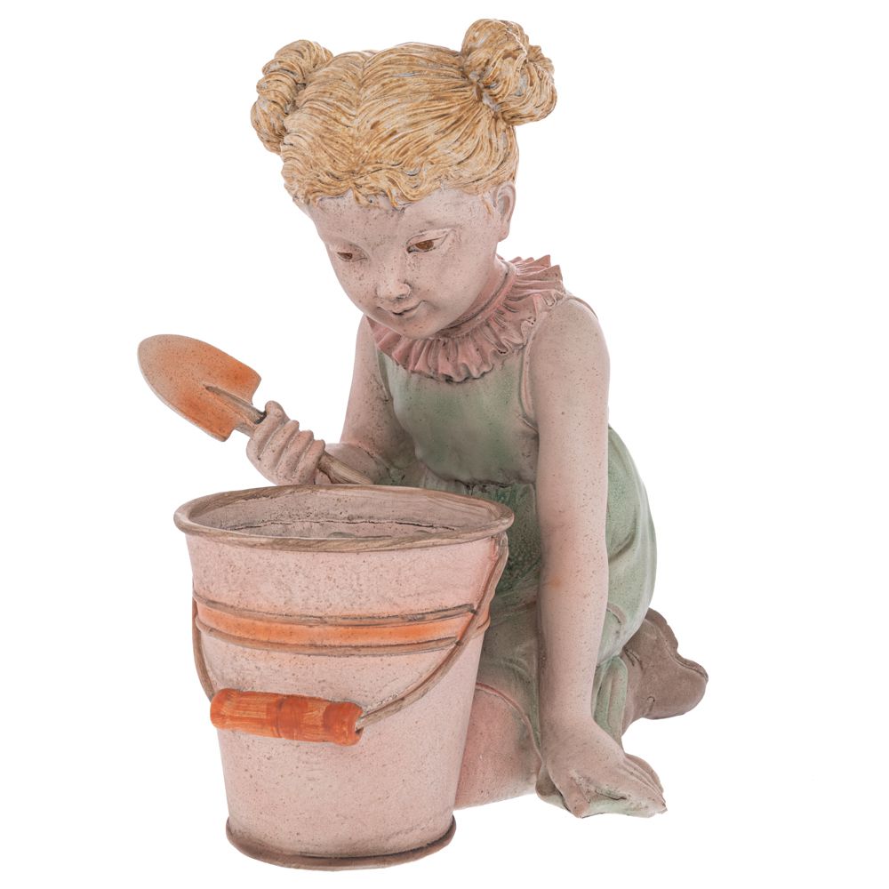 ДЕКОРАТИВНА ФИГУРА НА МОМИЧЕ СЪС САКСИЯ 33X34X29 СМ