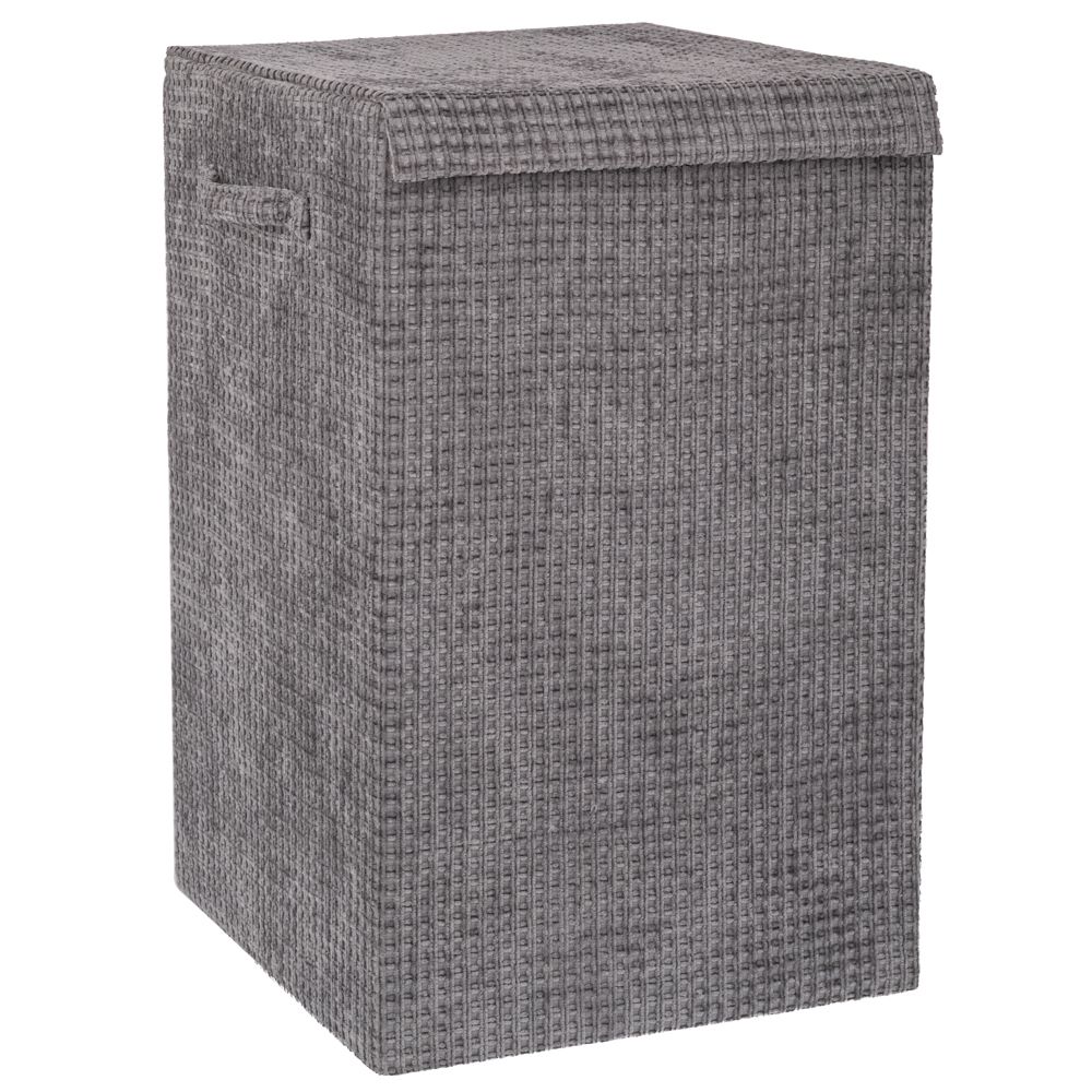 СИВ ПЛАТЕН КОШ ЗА ПРАНЕ С КАПАК 35X35X55 СМ