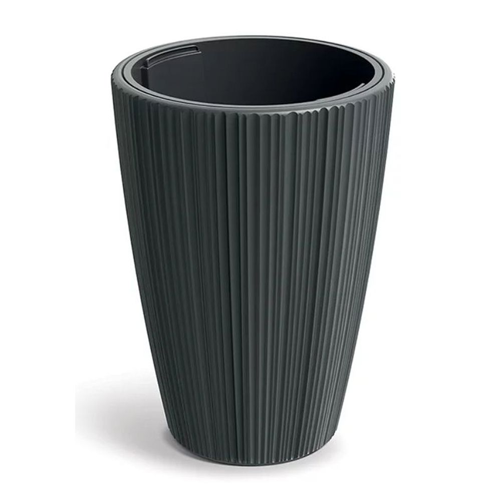 КРЪГЛА ТЪМНОСИВА ПЛАСТМАСОВА САКСИЯ ORO D40X55 СМ