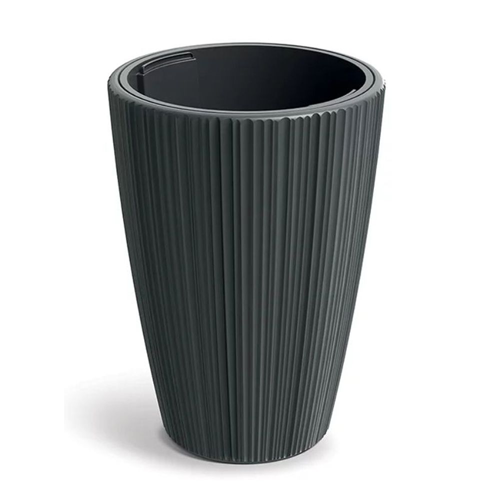 КРЪГЛА ТЪМНОСИВА ПЛАСТМАСОВА САКСИЯ ORO D30X40 СМ