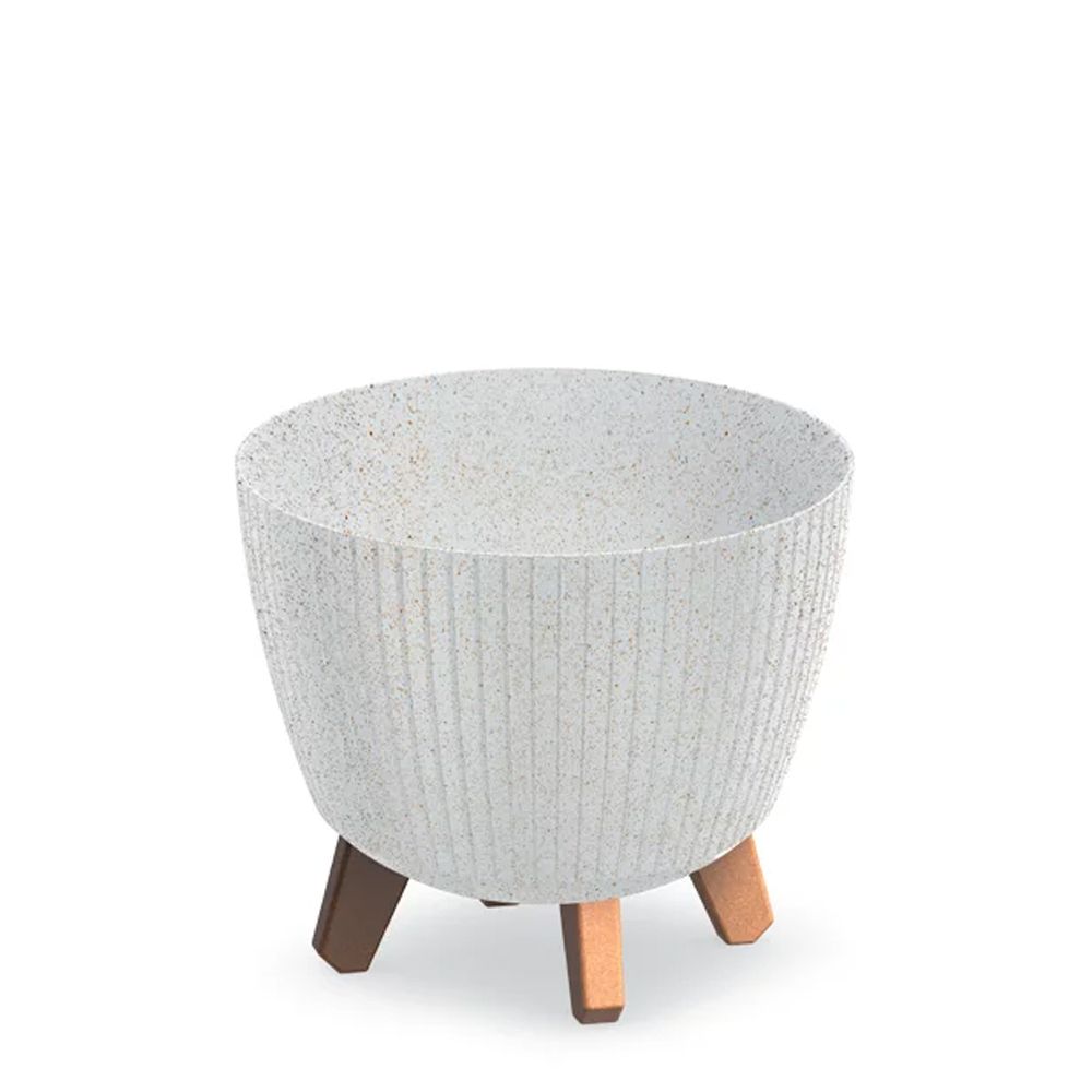 Саксия от пластмаса LAMIA ECO WOOD, бял цвят, 23X23X20 см
