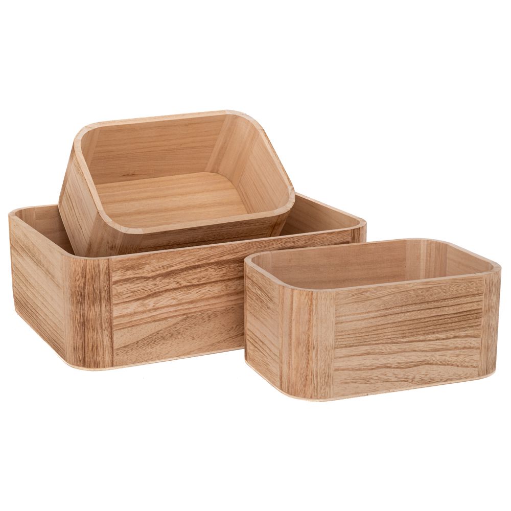КОМПЛЕКТ ОТ 3 ЕСТЕСТВЕНИ ДЪРВЕНИ ЩАЙГОВЕ 36X26X12 24X17X11 СМ