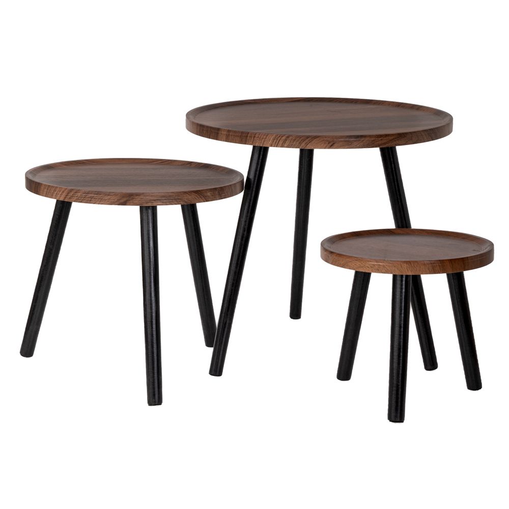 КОМПЛЕКТ 3 КАФЯВИ КРЪГЛИ МАСИ MDF D50X53 40X43CM D30X33CM